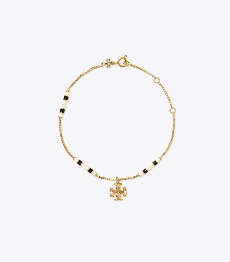 Tory Burch designer bracelets Kira Enamel Bar Bracelet in Tory Gold / New Ivory / Black front
