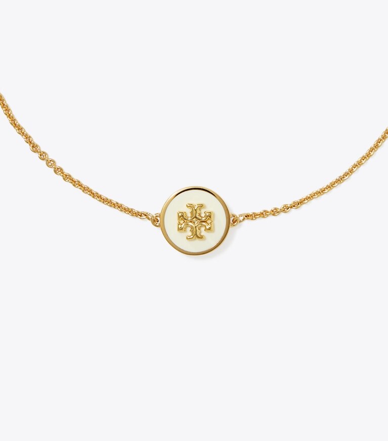 Tory Burch designer bracelets Kira Enamel Chain Bracelet in Tory Gold / New Ivory front
