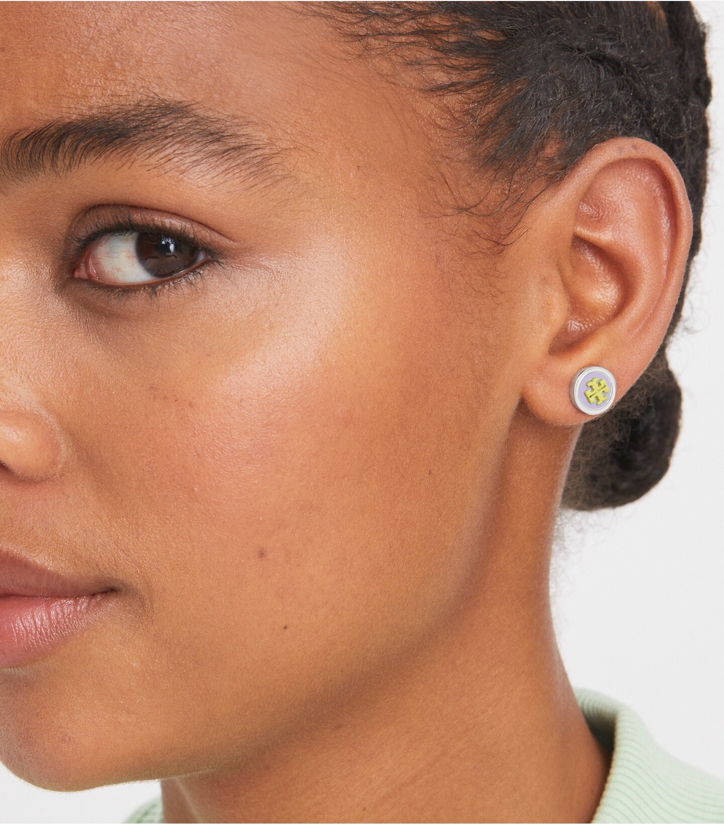 Kira Enamel Circle-Stud Earring