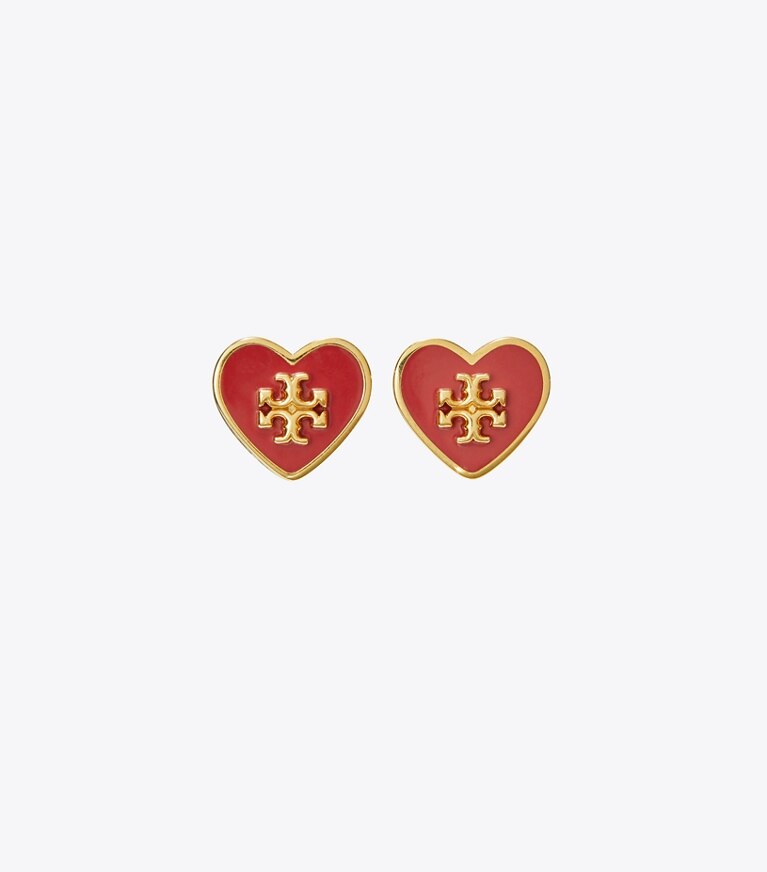 Kira Enamel Heart Stud Earring: Women's Designer Earrings | Tory Burch