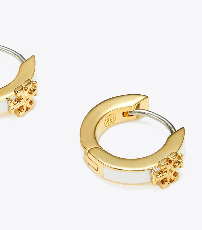 Tory Burch designer イヤリング＆ピアス キラ エナメル ハギー ピアス in Tory Gold / New Ivory front