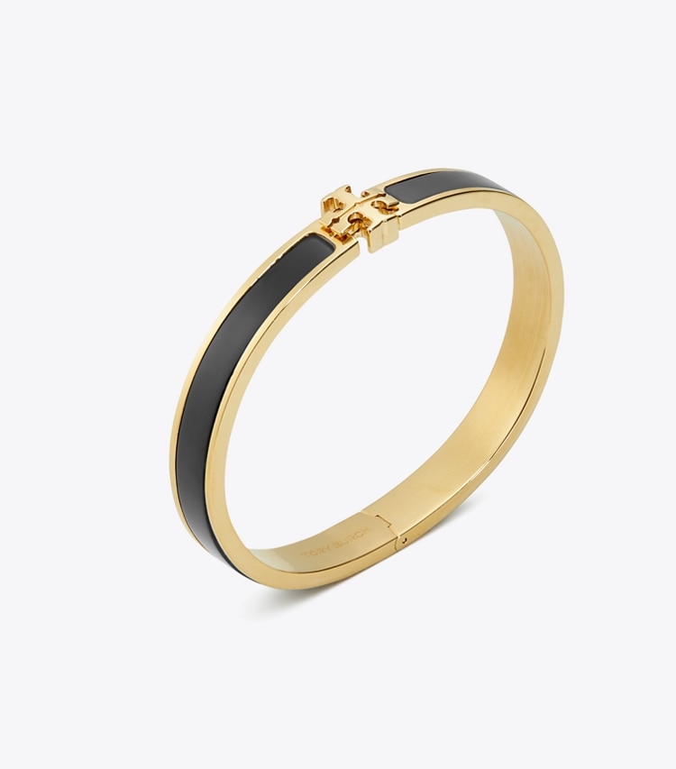 Tory Burch designer bracelets Kira Enamel Medium Bracelet in Tory Gold / Black detail