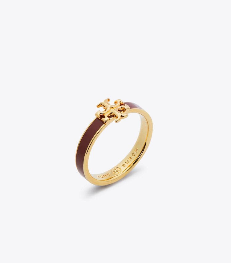 Tory Burch designer rings Kira Enamel Ring in Tory Gold / Burgundy angle