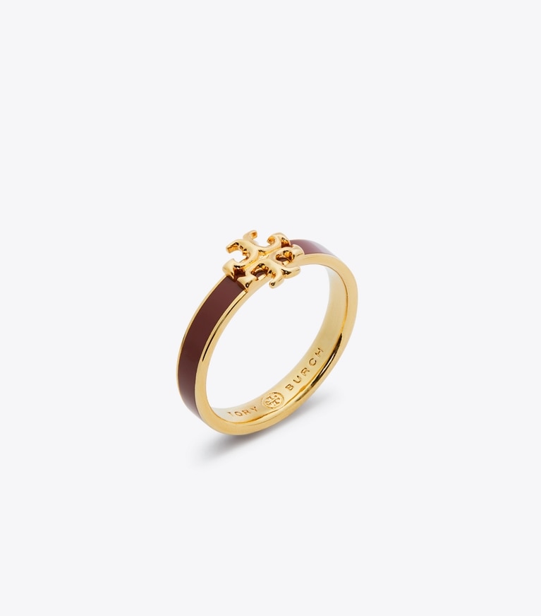 Tory Burch designer rings Kira Enamel Ring in Tory Gold / Burgundy angle