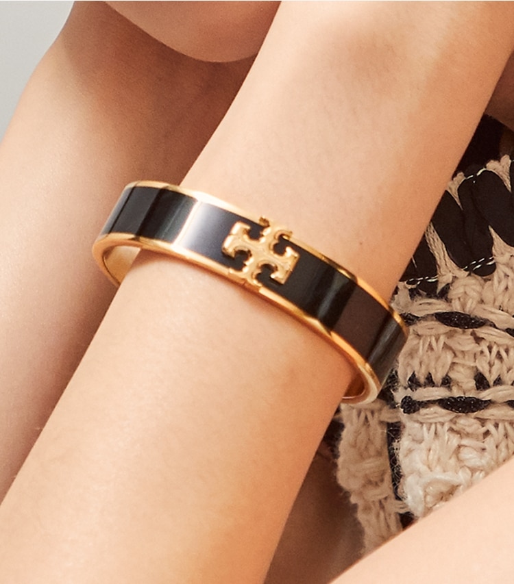 Tory Burch designer bracelets Kira Enameled Bracelet in Tory Gold/Pine Tree accessory on model
