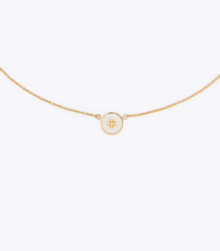 Tory Burch designer necklaces Kira Enameled Pendant Necklace in Tory Gold/New Ivory detail
