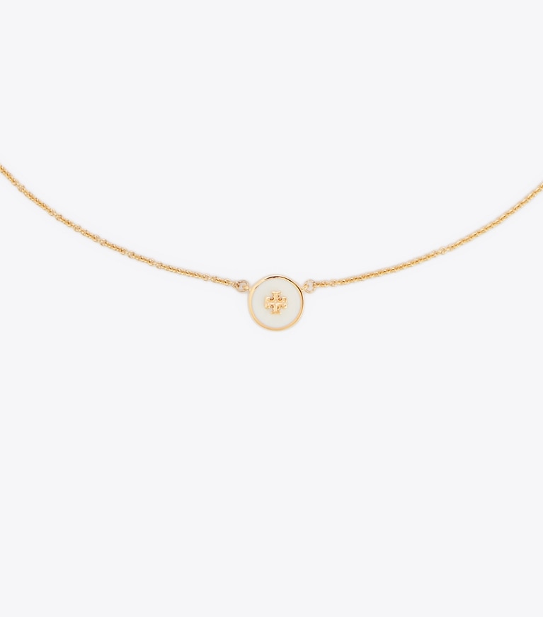 Tory Burch designer necklaces Kira Enameled Pendant Necklace in Tory Gold/New Ivory front