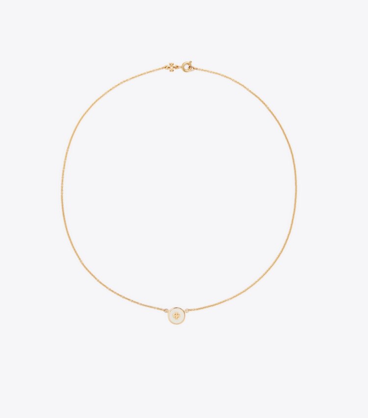 Tory Burch designer necklaces Kira Enameled Pendant Necklace in Tory Gold/New Ivory front