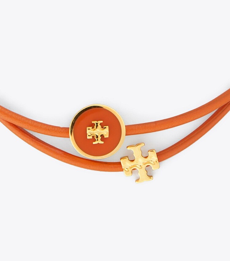 Tory Burch designer bracelets Kira Enameled Slider Bracelet in Tory Gold/Mango detail