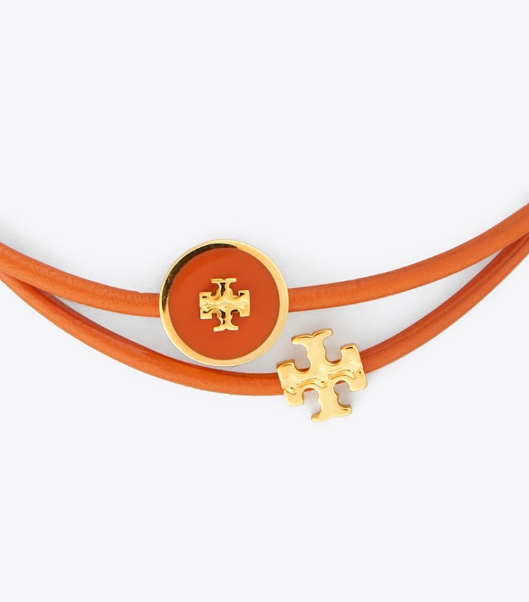 Tory Burch designer bracelets Kira Enameled Slider Bracelet in Tory Gold/Mango front