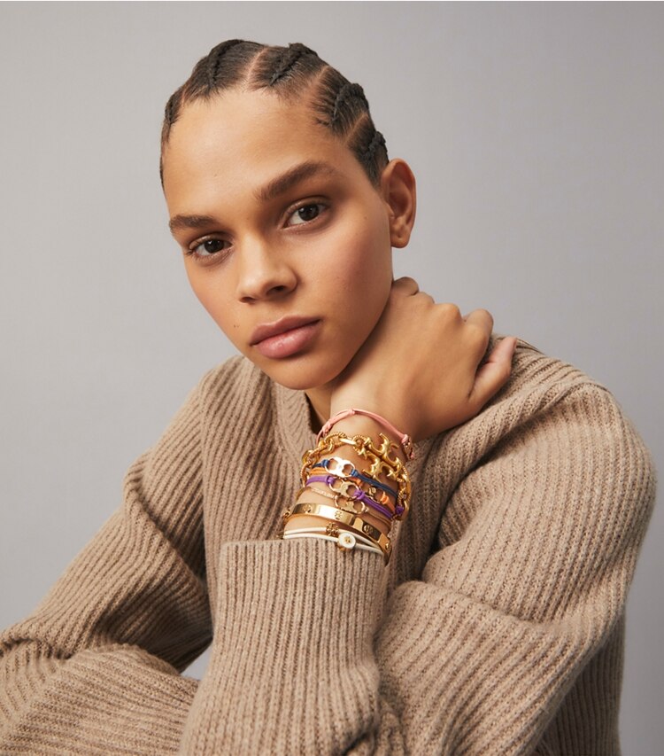 Tory Burch designer bracelets Kira Enameled Slider Bracelet in Tory Gold/Mango studio