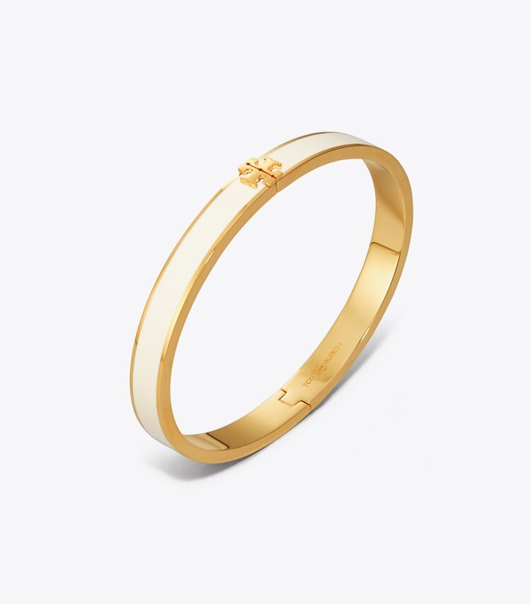 Tory Burch designer bracelets Kira Enameled Slim Bracelet in Tory Gold/New Ivory detail