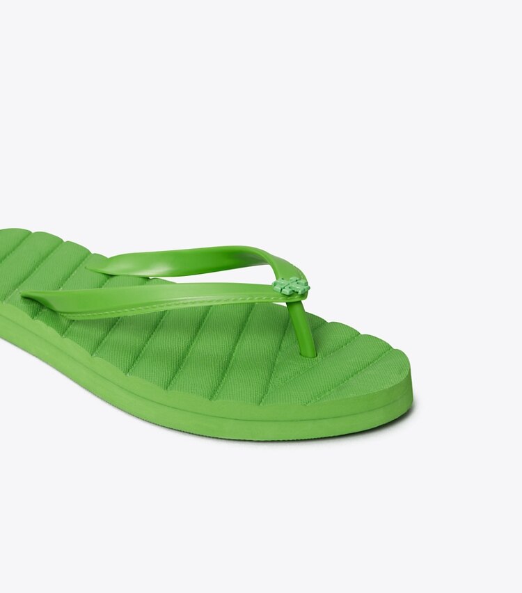 Tory Burch designer sandals Kira Flip-Flop in Bright Clover detail