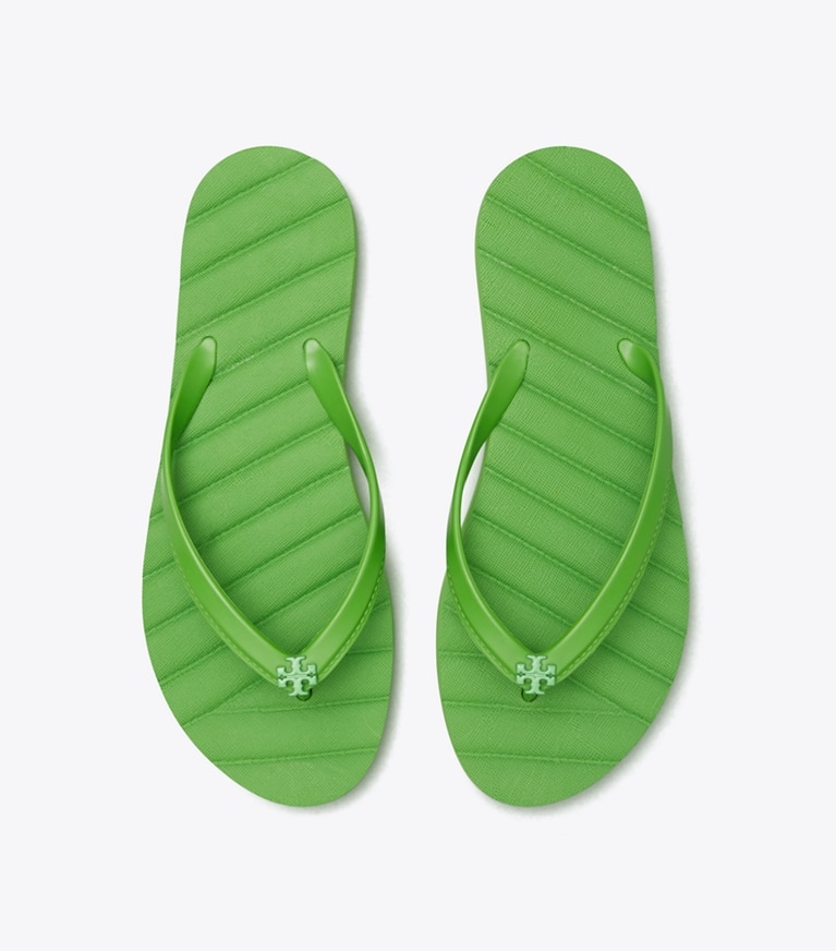 Tory Burch designer sandals Kira Flip-Flop in Bright Clover angle