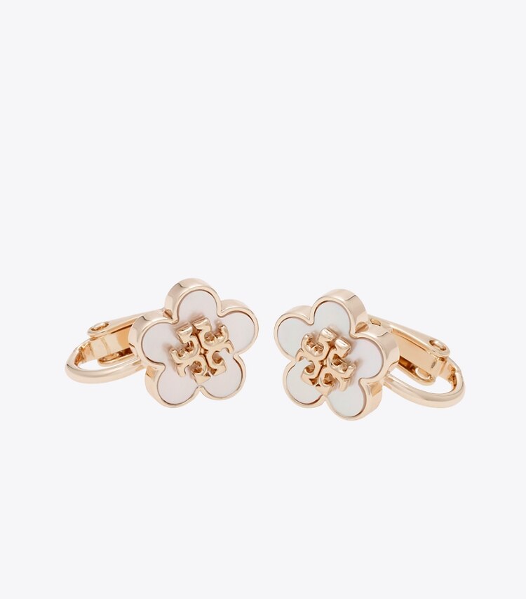 Tory Burch designer イヤリング＆ピアス キラ クリップオンイヤリング in Tory Gold / Mother of Pearl ディテール
