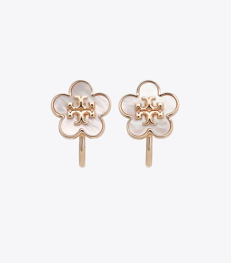 Tory Burch designer イヤリング＆ピアス キラ クリップオンイヤリング in Tory Gold / Mother of Pearl front