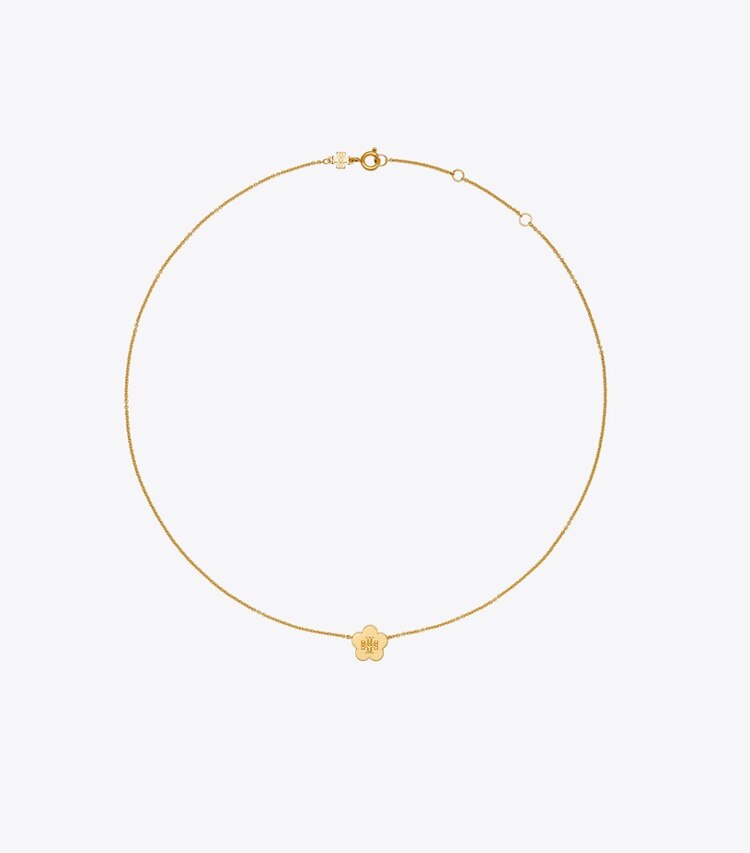 Tory Burch designer ネックレス キラ フラワー ペンダント in Tory Gold front