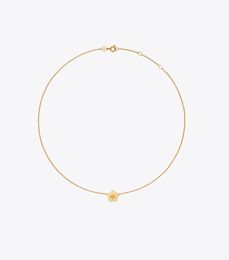Tory Burch designer ネックレス キラ フラワー ペンダント in Tory Gold front