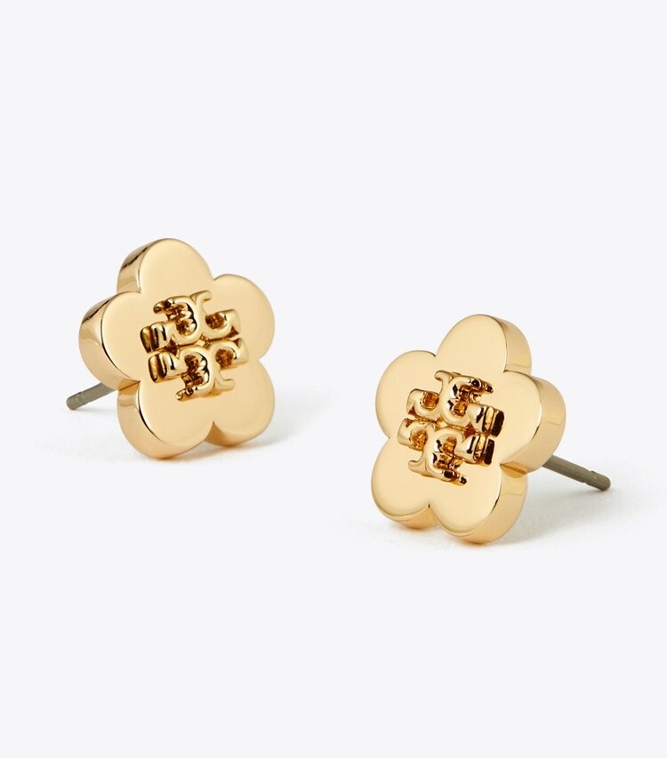Tory Burch designer earrings Kira Flower Stud Earring in Tory Gold detail