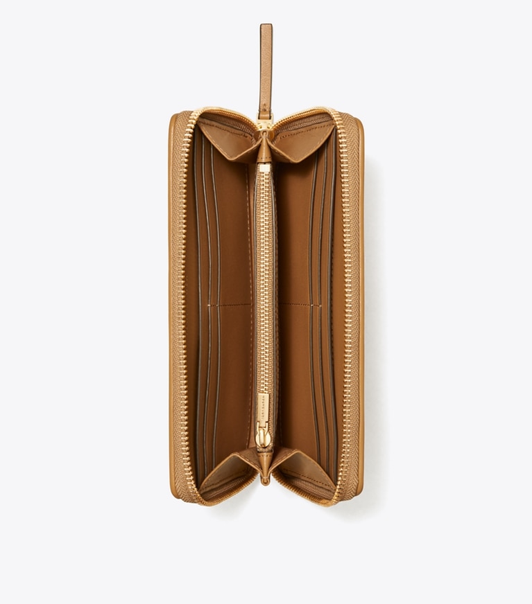 Tory Burch designer geldbörsen Kira Geldbörse im Kontinentalformat mit Reißverschluss und Chevron-Steppung in Dusty Almond angle