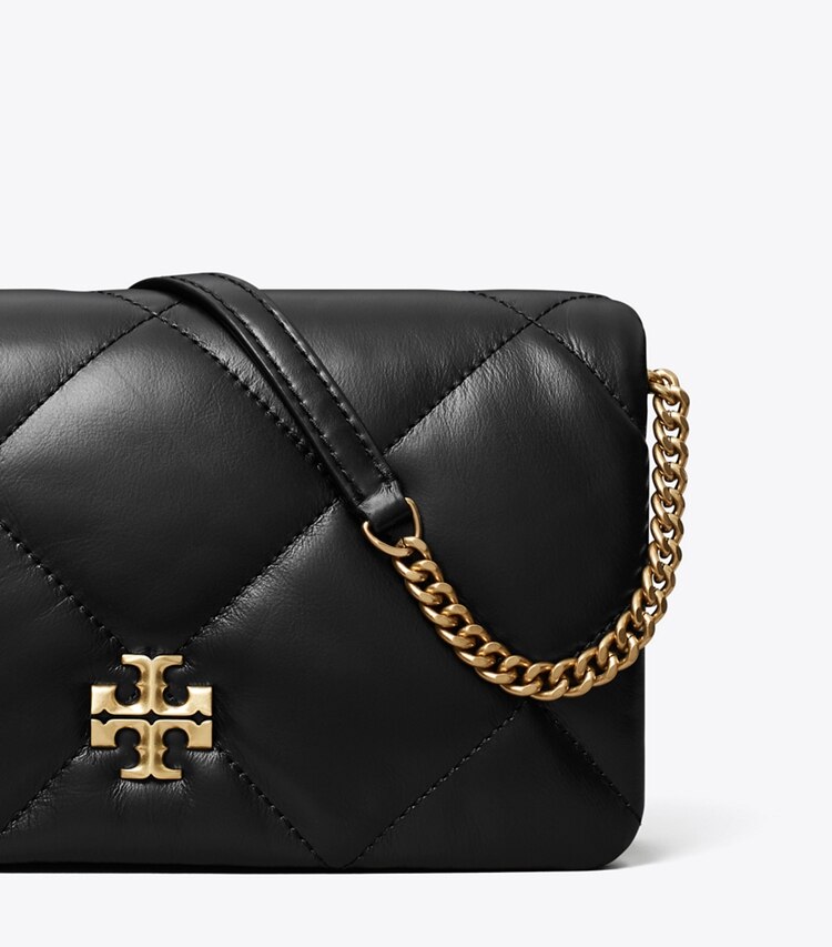 Tory Burch designer kleine taschen Kira Geldbörse mit Rautensteppung und Kette in Black detail