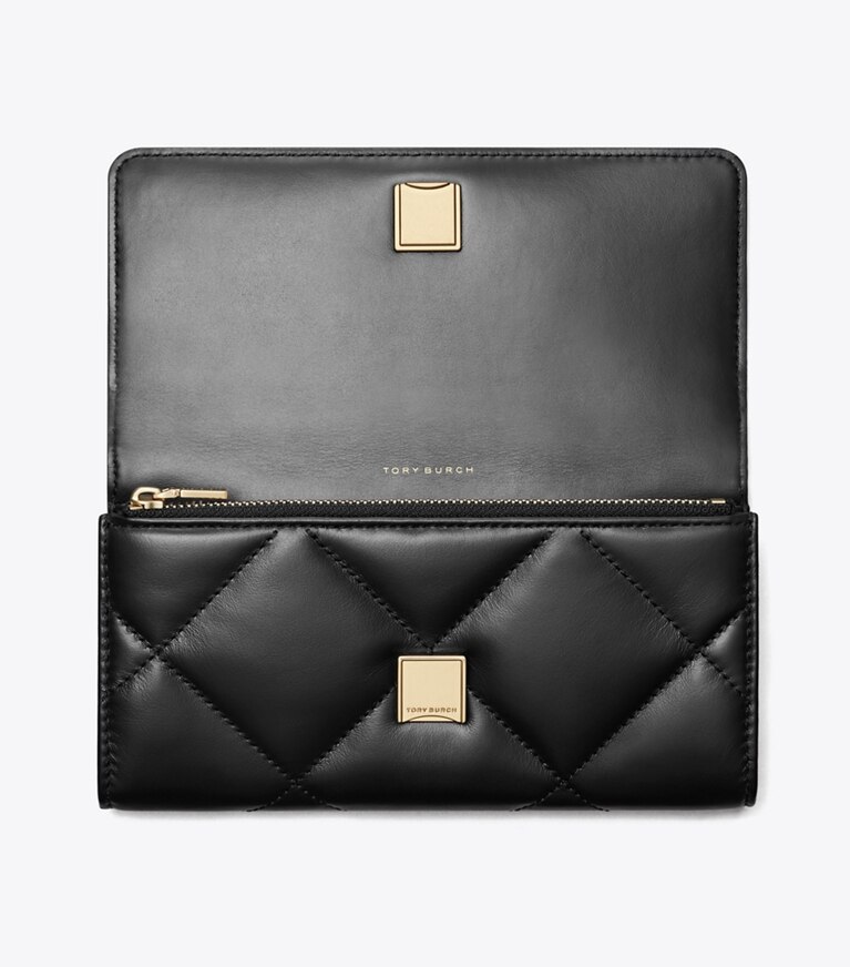 Tory Burch designer geldbörsen Kira Geldbörse mit Rautensteppung und Umschlag in Black angle
