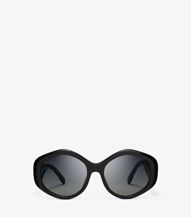 Tory Burch designer sunglasses & eyewear Kira Geometric Sunglasses in BLACK/GREY GRADIENT POLAR front