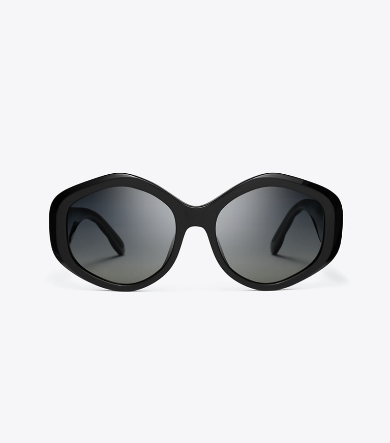 Tory Burch designer sunglasses & eyewear Kira Geometric Sunglasses in BLACK/GREY GRADIENT POLAR front