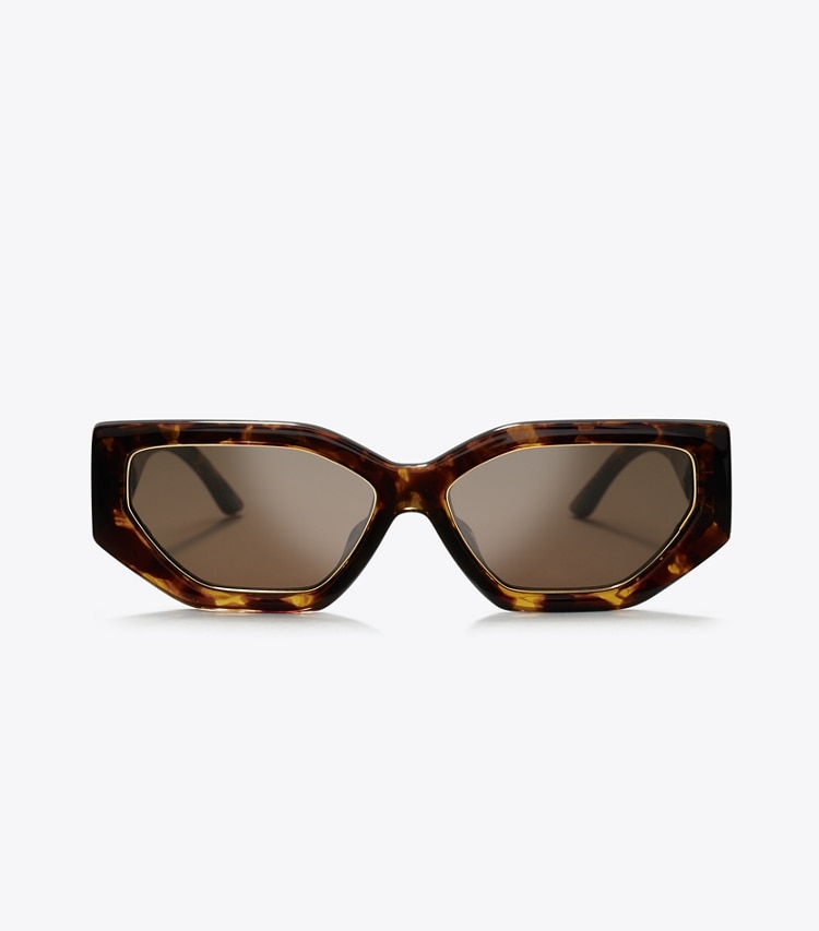 Tory Burch designer sunglasses & eyewear Kira Geometric Sunglasses in DARK TORTOISE front