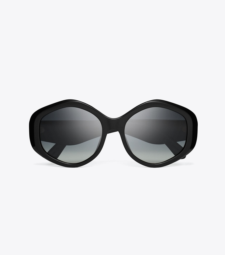 Tory Burch designer sunglasses & eyewear Kira Geometric Sunglasses in BLACK/GREY GRADIENT POLAR front