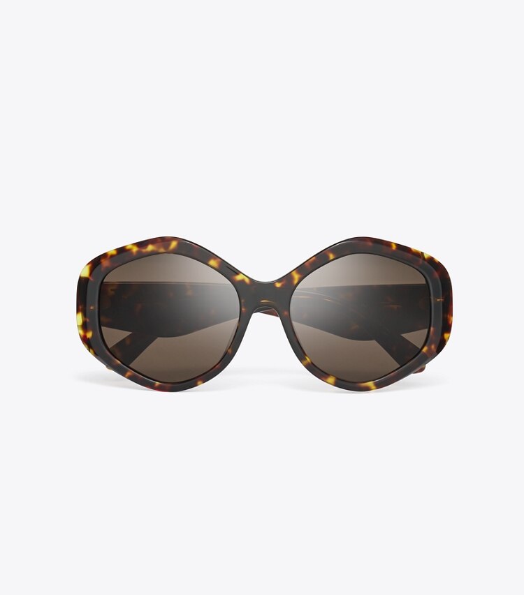 Tory Burch designer sonnenbrillen & brillen Kira Geometric Sunglasses in DARK TORTOISE/ SOLID BROWN von oben