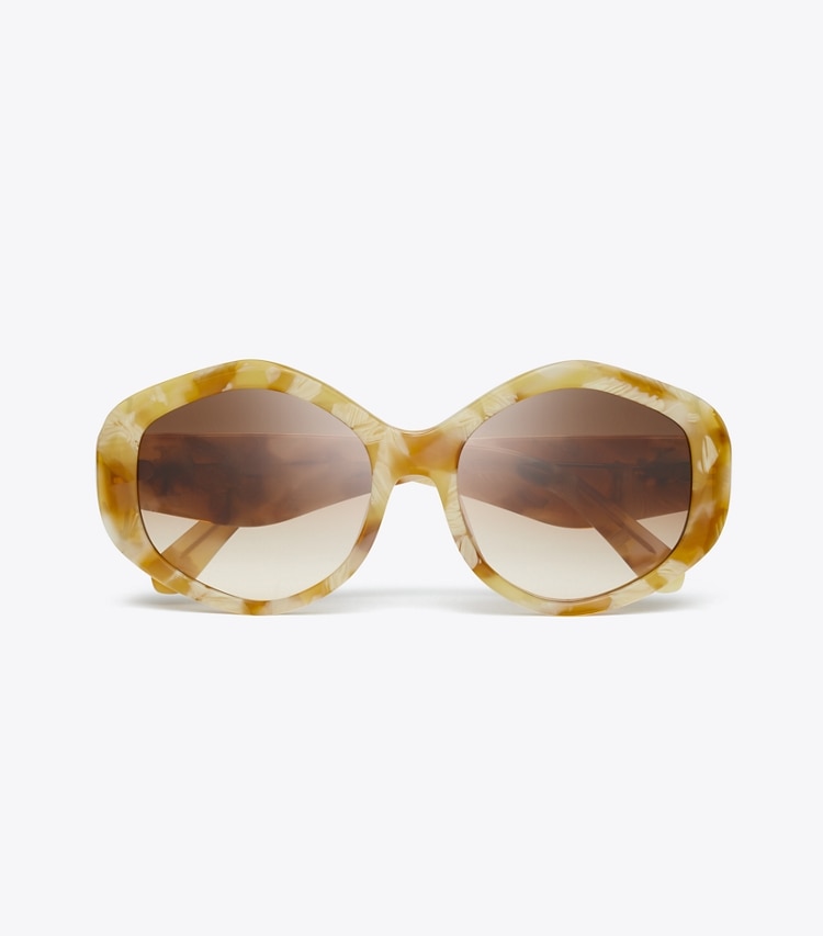 Tory Burch designer sunglasses & eyewear Kira Geometric Sunglasses in HONEY TORTOISE/BROWN GRADIENT overhead