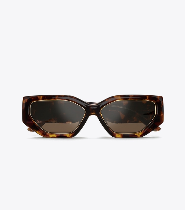 Tory Burch designer sunglasses & eyewear Kira Geometric Sunglasses in DARK TORTOISE overhead