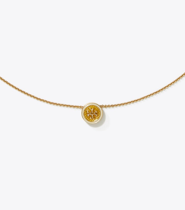Tory Burch designer collane Kira Guilloché Pendant Necklace  in Tory Gold / Yellow / New Ivory front