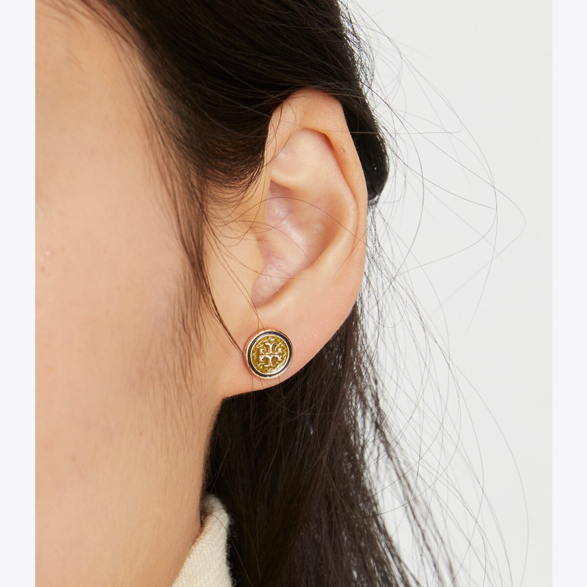 Kira Guilloché Circle-Stud Earring : Women's Designer