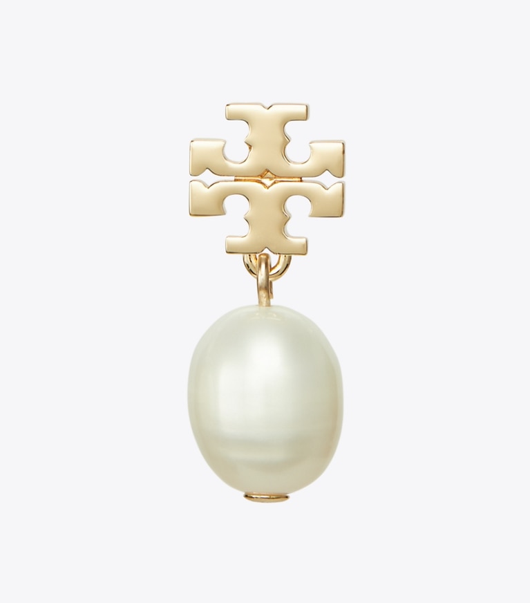 Tory Burch designer ohrringe Kira Hängeohrring mit Perle in Tory Gold/Ivory front
