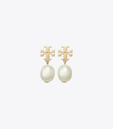 Tory Burch designer ohrringe Kira Hängeohrring mit Perle in Tory Gold/Ivory front