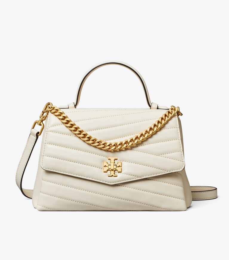 Tory Burch designer henkeltaschen Kira Henkeltasche mit Chevron-Steppung und Griff in New Cream front
