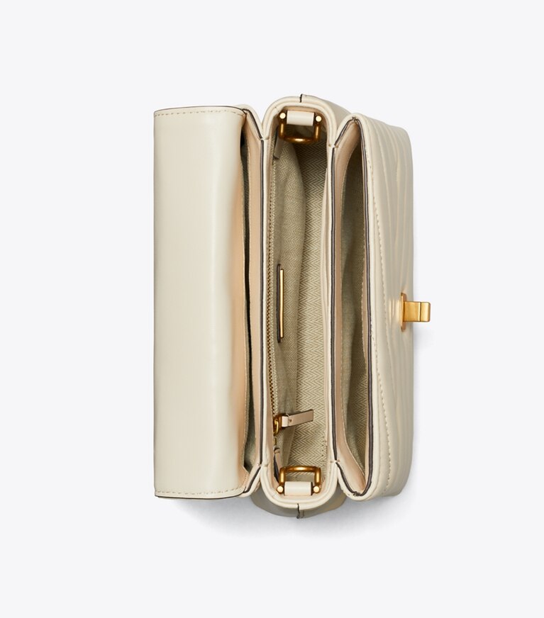 Tory Burch designer henkeltaschen Kira Henkeltasche mit Chevron-Steppung und Griff in New Cream von oben