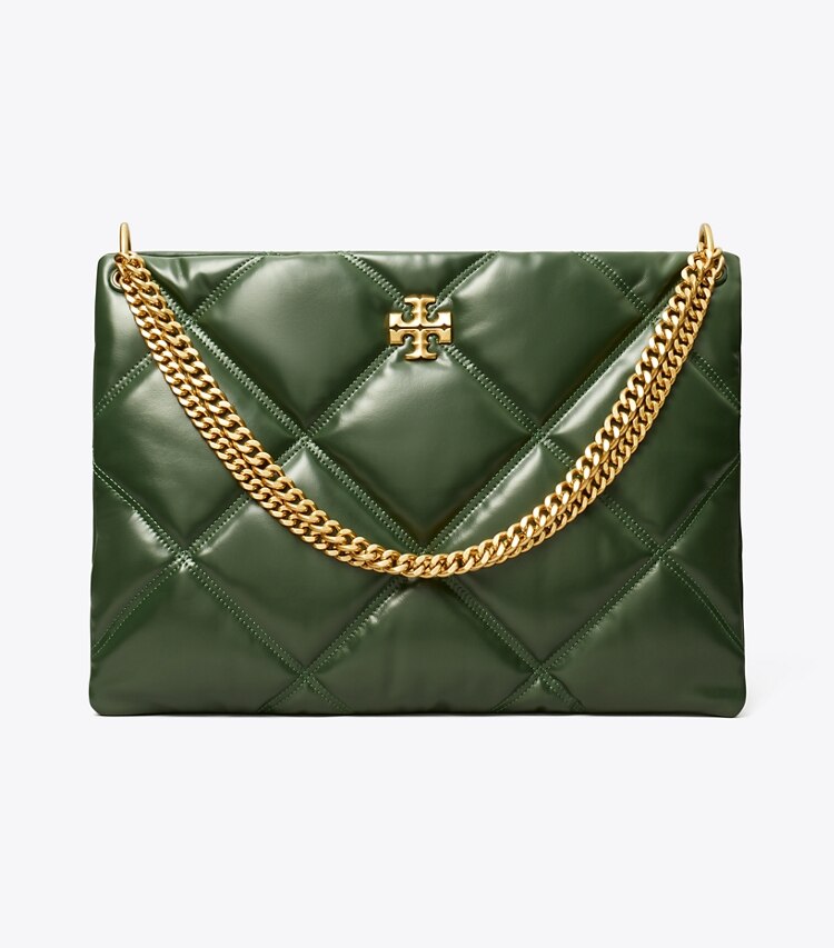 Tory Burch designer hobo bags Kira Henkeltasche mit Rautensteppung und Kontrastnaht in Basil front