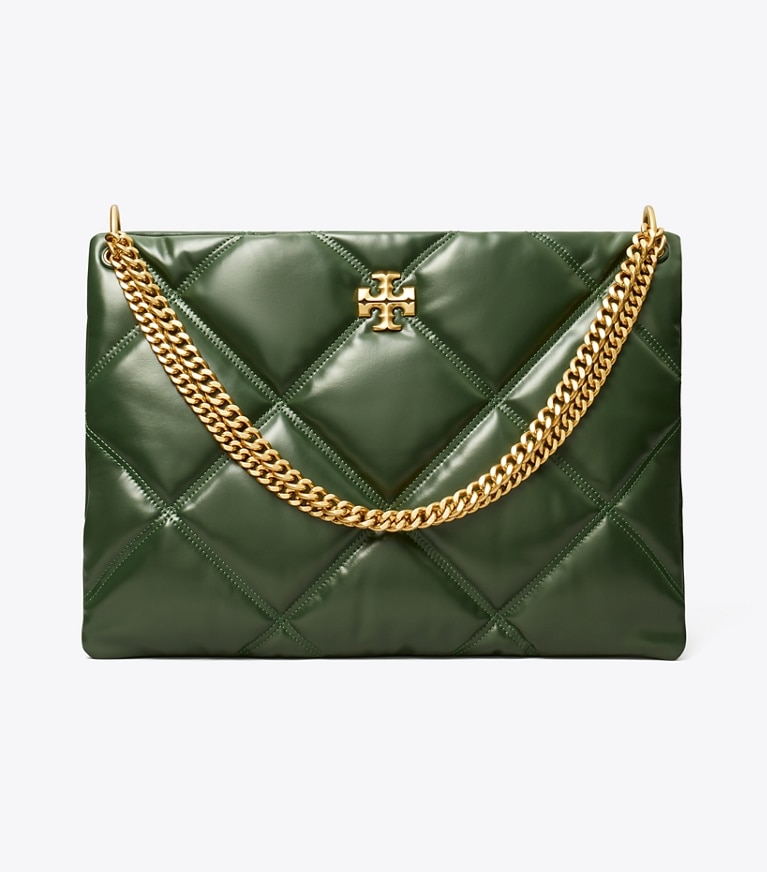 Tory Burch designer hobo bags Kira Henkeltasche mit Rautensteppung und Kontrastnaht in Basil angle