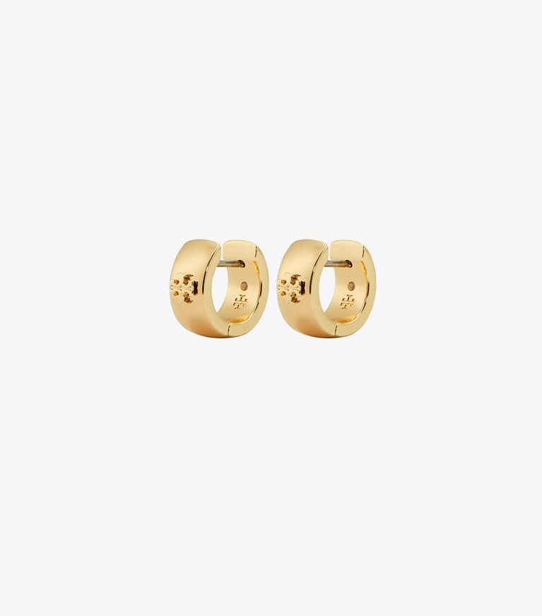 Tory Burch designer ohrringe Kira Huggie Ohrringe in Tory Gold front