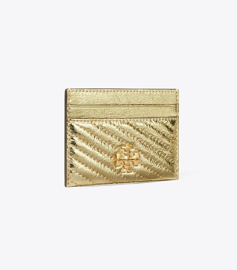 Tory Burch designer kartenetuis Kira Kartenetui in Metallic mit Bikersteppung in Gold angle