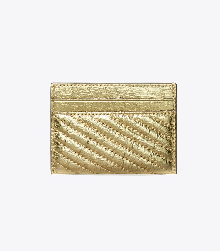 Tory Burch designer kartenetuis Kira Kartenetui in Metallic mit Bikersteppung in Gold zurück