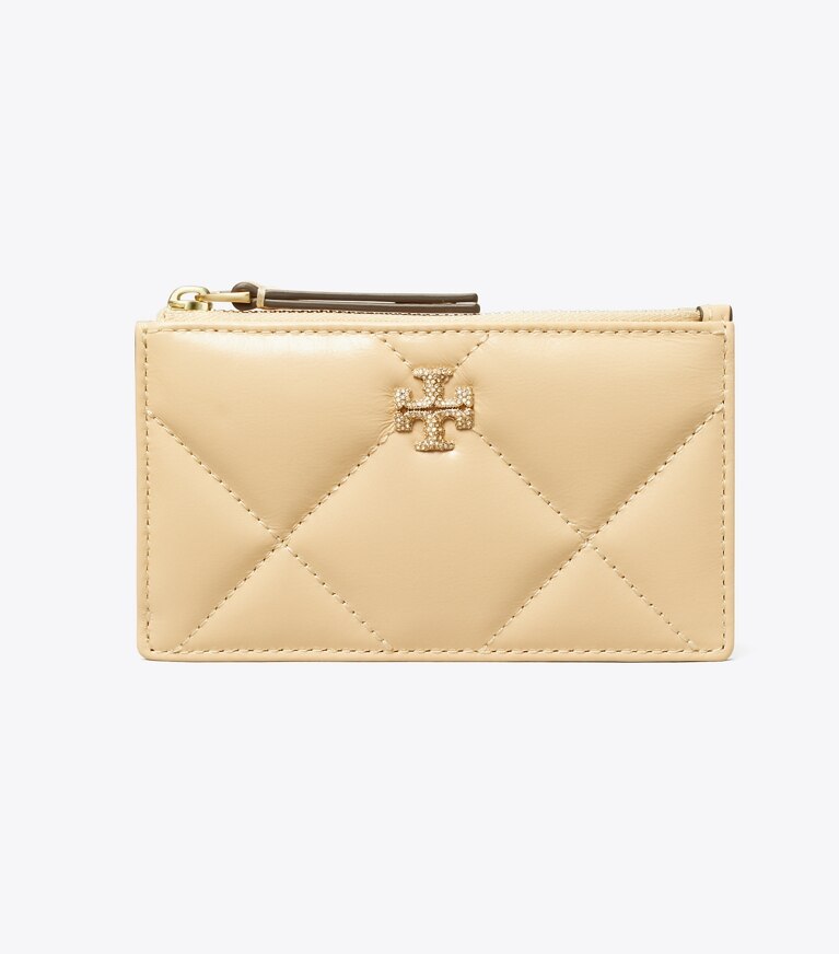 Tory Burch designer kartenetuis Kira Kartenetui mit Pavé-Logo, Rautensteppung und Reißverschluss in Vanilla Soft Serve angle