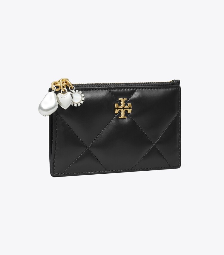 Tory Burch designer kartenetuis Kira Kartenetui mit Rautensteppung, Anhängern und Reißverschluss in Black angle