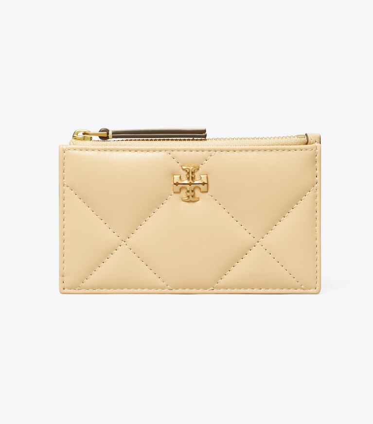 Tory Burch designer kartenetuis Kira Kartenetui mit Rautensteppung und Reißverschluss in Vanilla Soft Serve front