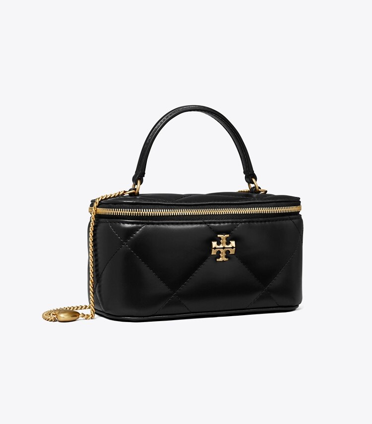 Tory Burch designer kleine taschen Kira Kosmetiktasche mit Anhänger und Rautensteppung in Black angle