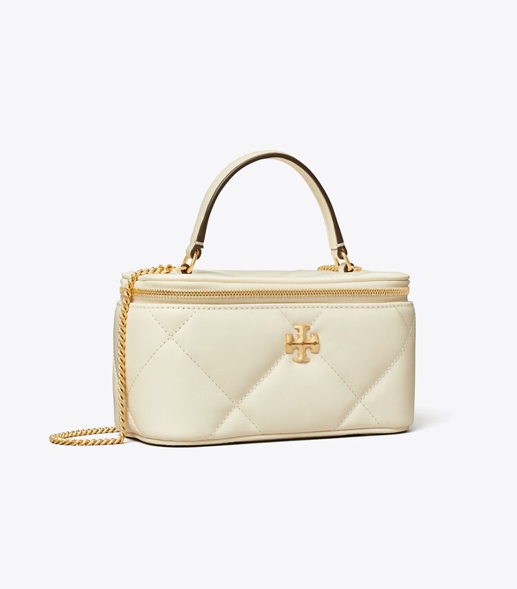 Tory Burch designer kleine taschen Kira Kosmetiktasche mit Rautensteppung in Warm White angle
