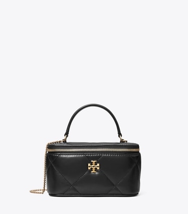 Tory Burch designer kleine taschen Kira Kosmetiktasche mit Rautensteppung in Black front